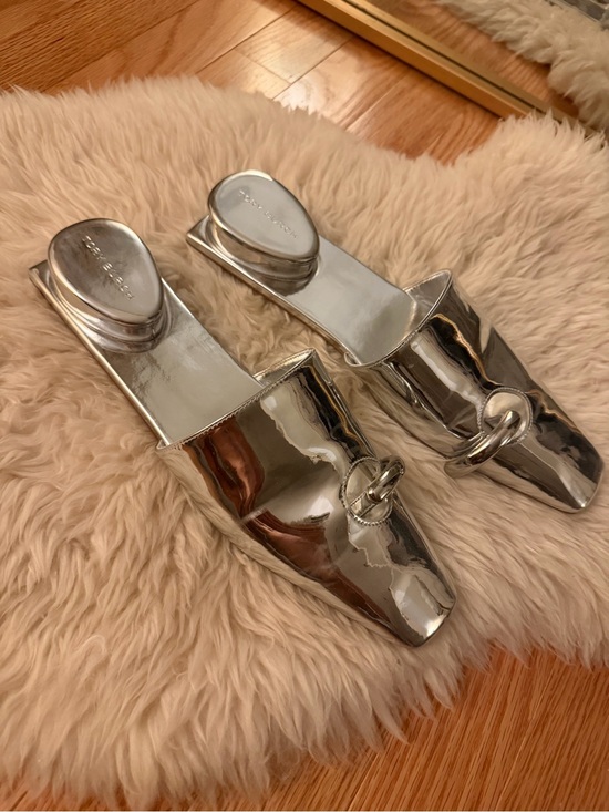 Tory Burch Shoes - Tory Burch Metallic Silver Pierced Slip-On Mules